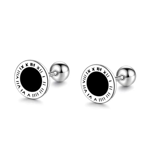 Ohrringe Ohrstecker für Damen, Schmuck, rund, römische Zahlen, Ohrstecker für Damen, Hochzeit, Schwarz von bicup