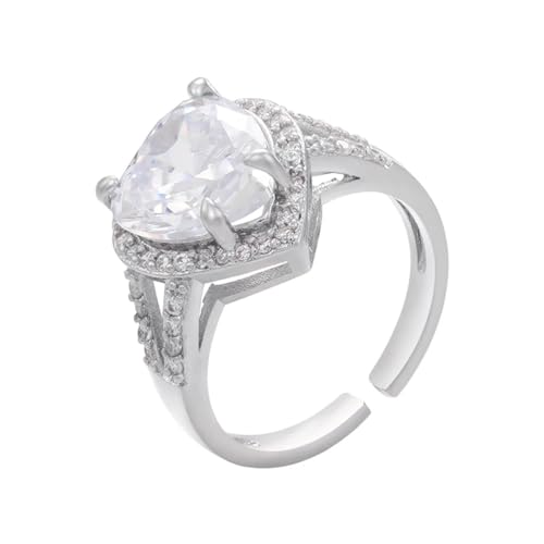 Ring Ringe Damen Bijouterie Herren Chunky Rings Herz Ringe Für Frauen Thick Stack Ringe Weiblich Hochzeit Silberweiß von bicup