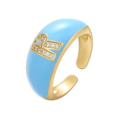 Ring Ringe Damen Bijouterie Herren Hip-Hop-Stil Blaue Chunky Ringe Für Frauen Brief Ring Offener Ring R von bicup