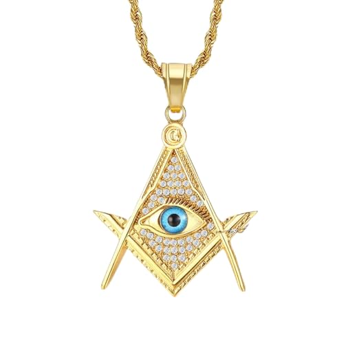 bicup Halskette Ketten Schmuck Herren Frauen Anhänger Necklace All Seeing Eye Anhänger Halskette Männliche Kette Für Männer von bicup