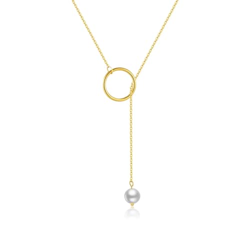 bicup Halskette Ketten Schmuck Herren Frauen Anhänger Necklace Kreis Verstellbare Lange Kette Halskette Damen Party Gold von bicup