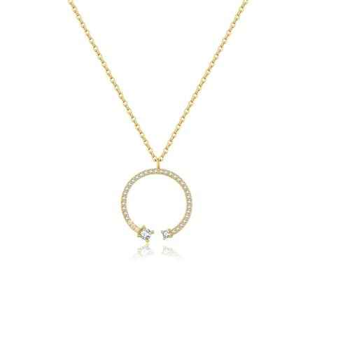 bicup Halskette Ketten Schmuck Herren Frauen Anhänger Necklace Kreisanhänger Lange Kette Halskette Damen Gold von bicup