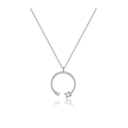 bicup Halskette Ketten Schmuck Herren Frauen Anhänger Necklace Kreisanhänger Lange Kette Halskette Schlicht Silber von bicup