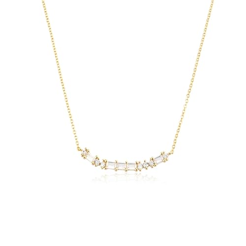 bicup Halskette Ketten Schmuck Herren Frauen Anhänger Necklace Moon Square Line Anhänger Lange Kette Halskette Damen Gold von bicup