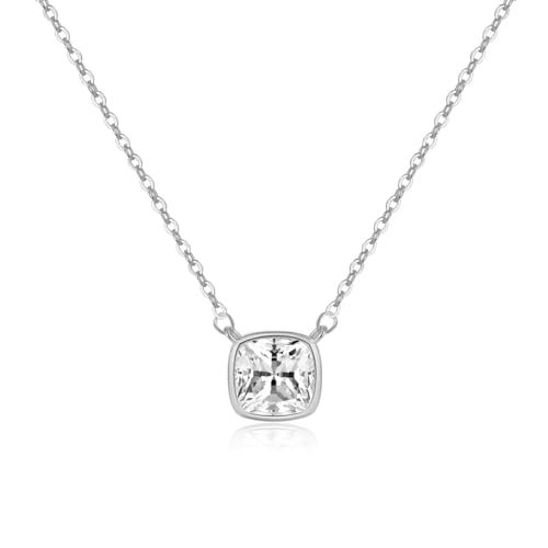 bicup Halskette Ketten Schmuck Herren Frauen Anhänger Necklace Quadratischer Anhänger Halskette Lange Kette Party Silber von bicup