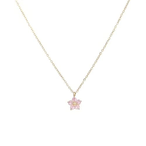 bicup Halskette Ketten Schmuck Herren Frauen Anhänger Necklace Rosa Lila Weiße Blume Anhänger Halskette Für Frauen Dfn45P von bicup