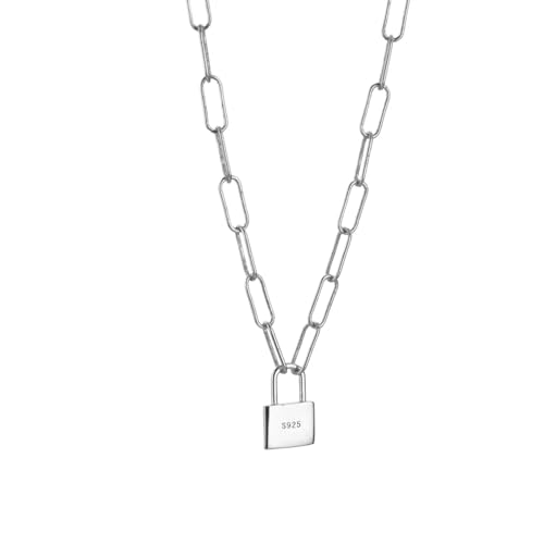 bicup Halskette Ketten Schmuck Herren Frauen Anhänger Necklace Schlossanhänger Lang 45Cm Lange Ketten Rock Punk Für Frauen Silber von bicup