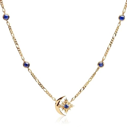 bicup Halskette Ketten Schmuck Herren Frauen Anhänger Necklace Star Moon Kette Halsketten Für Damen Tragen Pr4 von bicup