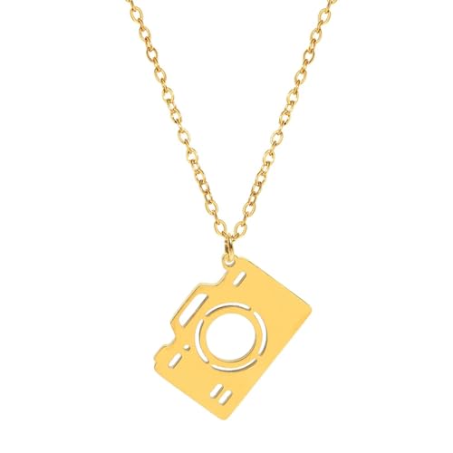 bicup Halskette Ketten Schmuck Herren Frauen Anhänger necklace Kamera Patter Vintage Kette Trendige lustige Halskette für Frauen Geschenke Gold von bicup