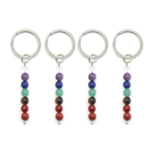 bicup Keyrings Keychains Damen Key Ring Herren Key Chains 4Pcs Set Naturstein Perlen 25Mm Auto Schlüsselanhänger Zubehör von bicup