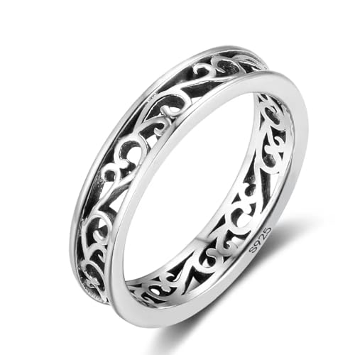 bicup Ring Ringe Damen Bijouterie Herren 4Mm Frauen Ringe Hollowout Braut Verlobung Für Mädchen Accessoires 7 Silber von bicup