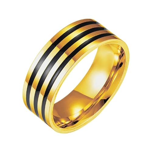 bicup Ring Ringe Damen Bijouterie Herren 8Mm Einfache Frauen Schwarz Gestreift Ring Männer Fingerspitze Ring Paar Punk Ehering 13 Gold von bicup