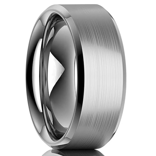 bicup Ring Ringe Damen Bijouterie Herren 8Mm Klassischer Herrenring Einfache Bänder Hochzeit Für Männer 10 Silber von bicup