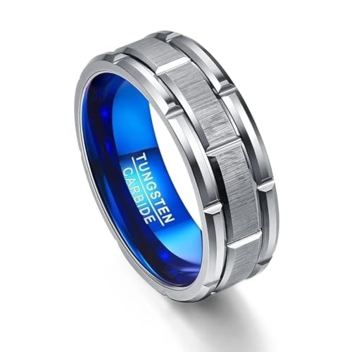 bicup Ring Ringe Damen Bijouterie Herren 8Mm Männer Ringe Einfache Hochzeit Verlobung Für Männer Jubiläumsparty 11 Blau von bicup