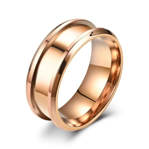 bicup Ring Ringe Damen Bijouterie Herren 8Mm Ring Wide Groove Ring Handgemachte Accessoires 11 Rosegoldcolor von bicup
