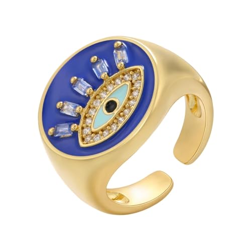 bicup Ring Ringe Damen Bijouterie Herren Augen Lange Wimpern Ring Für Frauen Tropfende Kristallöffnung Frauen Ringe Goldblau von bicup