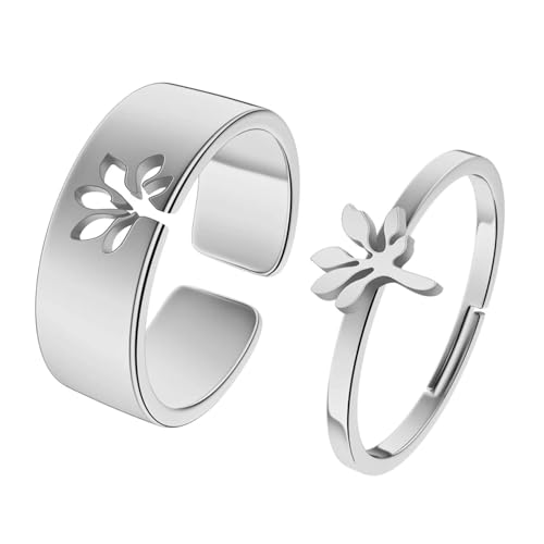 bicup Ring Ringe Damen Bijouterie Herren Baum Des Lebens Verstellbares Paar Finger Ring Set Für Frauen Männer Hochzeit Accessoires Silber von bicup