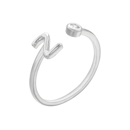 bicup Ring Ringe Damen Bijouterie Herren Buchstabenringe 26 Ring Für Damen Verstellbarer Offener Ring Z von bicup