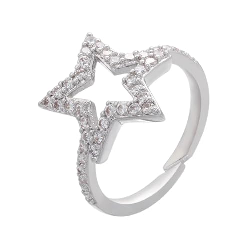 bicup Ring Ringe Damen Bijouterie Herren Damen Ringe Stern Paar Verstellbare Ringe Minimalistisch Silber von bicup