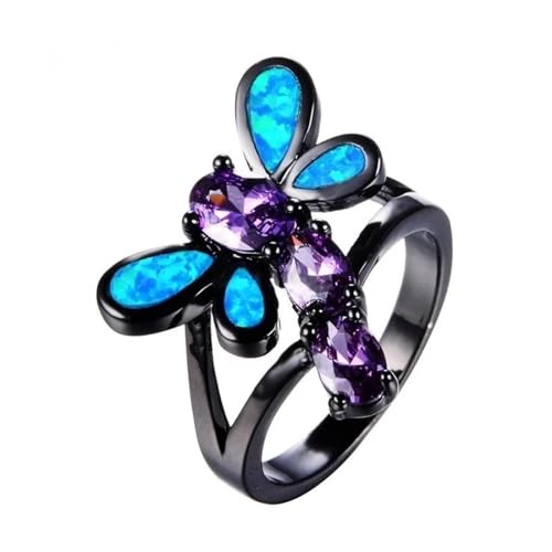 bicup Ring Ringe Damen Bijouterie Herren Frauen Ring Dragonfly Design Ringe Hochzeit Verlobungsfeier Jubiläumsringe Für Frauen 10 Blau von bicup