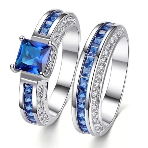 bicup Ring Ringe Damen Bijouterie Herren Frauen Ringe Jubiläum Rosa Blau Weiß Hochzeit Für Frauen Ringe 11 Blau von bicup