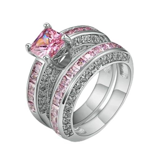 bicup Ring Ringe Damen Bijouterie Herren Frauen Ringe Jubiläum Rosa Blau Weiß Hochzeit Für Frauen Ringe 8 Rosa von bicup