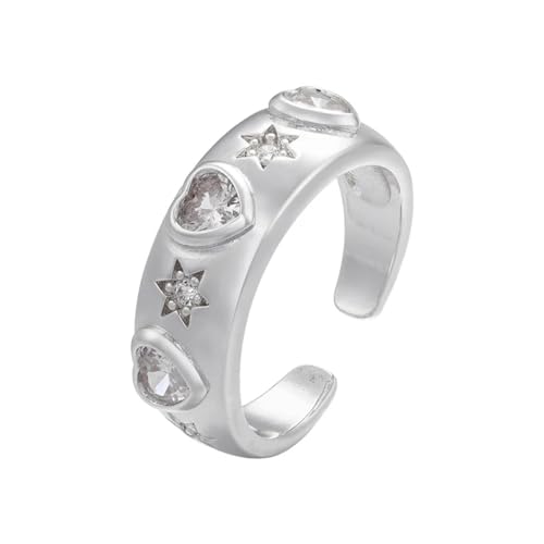 bicup Ring Ringe Damen Bijouterie Herren Heart Star Wide Ring Für Damen Schlichter Ring Silber von bicup