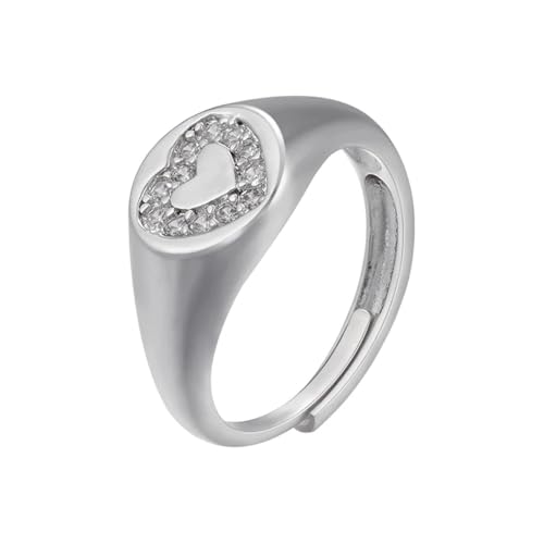 bicup Ring Ringe Damen Bijouterie Herren Herzring Für Damen Herzöffnung Verstellbare Mädchen Ring Silber von bicup