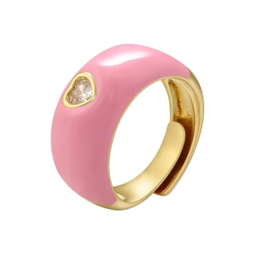 bicup Ring Ringe Damen Bijouterie Herren Herzring Für Damen Weit Öffnender Ring Verstellbarer Ring Rosa von bicup