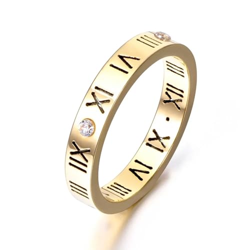 bicup Ring Ringe Damen Bijouterie Herren Klassischer Römischer Ziffern-Verlobungsring Für Frauen Eheringe 8 R17158G von bicup