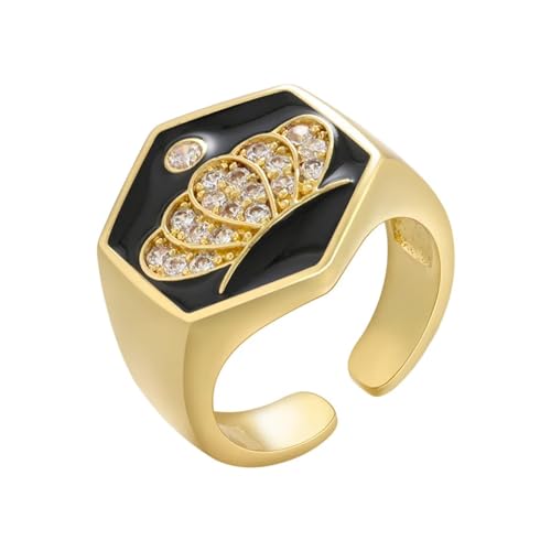 bicup Ring Ringe Damen Bijouterie Herren Kronenring Für Damen Niedlicher Kronenring Dropping Open Damen Ring Goldschwarz von bicup