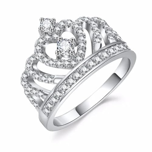 bicup Ring Ringe Damen Bijouterie Herren Kronenring Für Frauen Hochzeit Vintage Ringe Verlobung Mädchen Frauen Ringe 6 Silver von bicup