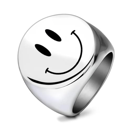 bicup Ring Ringe Damen Bijouterie Herren Lächeln Gesicht Ring Wasserdichte Hochzeitsfeier 9 Silberfarben von bicup