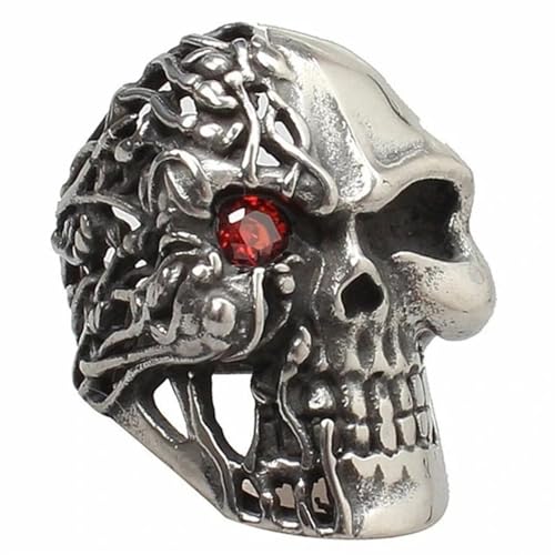 bicup Ring Ringe Damen Bijouterie Herren Männer Ring Totenkopf Ring Vintage Red Eyes Ring Punk Rock Accessoires 9 A von bicup