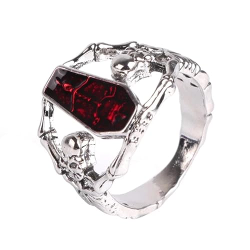 bicup Ring Ringe Damen Bijouterie Herren Männer Ring Vintage Skelett Totenkopf Ring Punk Rock Biker Ringe Für Männer Accessoires 8 Silber von bicup