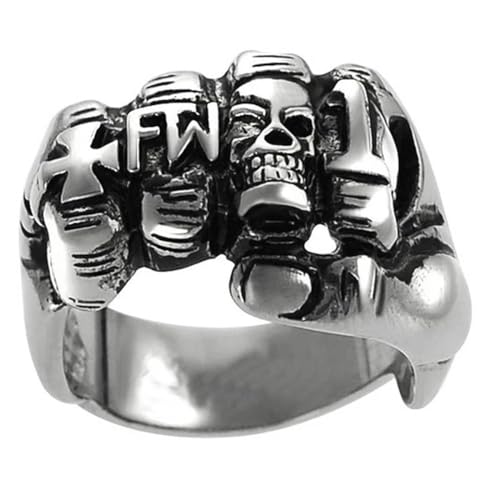 bicup Ring Ringe Damen Bijouterie Herren Männer Ringe Punk Rock Totenkopf Kreuz Brief Vintage Ringe Für Männer 11 Silber von bicup