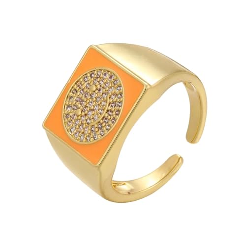 bicup Ring Ringe Damen Bijouterie Herren Quadratischer Ring Für Damen Dots Offene Ringe Klobige Ringe Goldorange von bicup