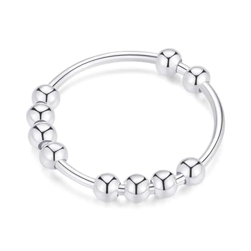 bicup Ring Ringe Damen Bijouterie Herren Ring Für Damen Herren Perlen Anti Ring Spinner Ring 6 Silber von bicup