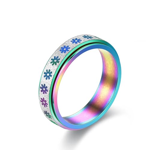 bicup Ring Ringe Damen Bijouterie Herren Ring Für Männer Frauen Spinner Ring Sonnenblume Ring Hochzeit 5 Regenbogen von bicup