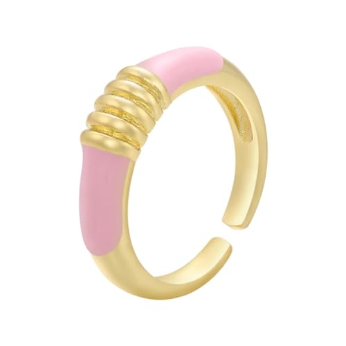 bicup Ring Ringe Damen Bijouterie Herren Ringe Für Frauen Kreativ Horn Falten Ring Verstellbar Rosa von bicup