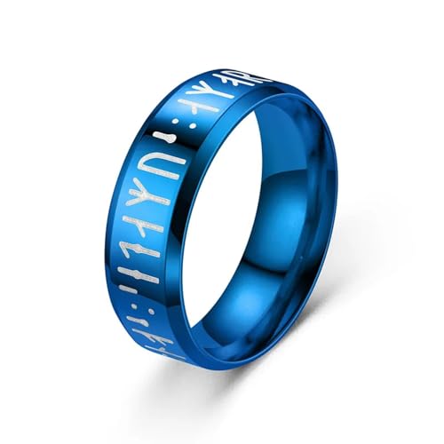bicup Ring Ringe Damen Bijouterie Herren Rune Männer Ring Für Männer Geschnitzt Hochzeit Verlobungsring Unisex 10 Blau von bicup