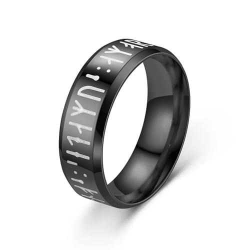 bicup Ring Ringe Damen Bijouterie Herren Rune Männer Ring Für Männer Geschnitzter Hochzeit Verlobungsring Unisex 8 Schwarz von bicup