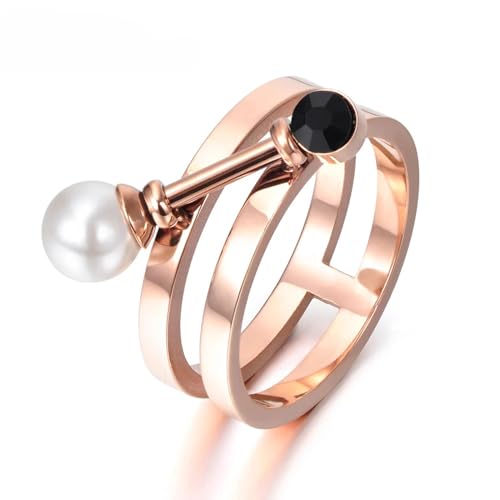 bicup Ring Ringe Damen Bijouterie Herren Schwarzer Ring Verlobung Hochzeit Frauen Ringe 7 R17140R-Schwarz von bicup