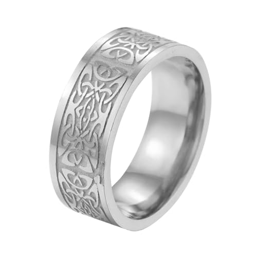 bicup Ring Ringe Damen Bijouterie Herren Viking Celtic Knot Pattern Ringe Für Hochzeitsjubiläum 9 Zoll Silber von bicup
