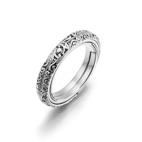 bicup Ring Ringe Damen Bijouterie Herren Vintage Astronomische Kugelringe Für Frauen Männer Rotierender Kosmischer Fingerring 8 Silber von bicup