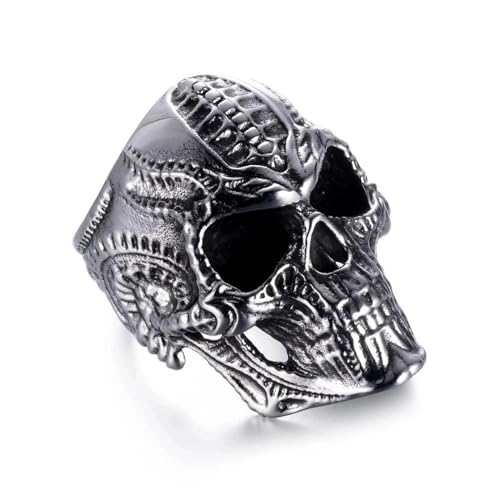 bicup Ring Ringe Damen Bijouterie Herren Vintage Männer Ringe Punk Rock Totenkopf Ringe Für Männer Party Finger Ring Accessoires 7 Silber von bicup