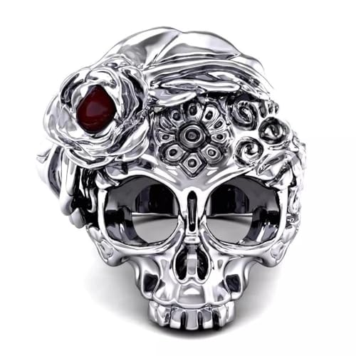 bicup Ring Ringe Damen Bijouterie Herren Vintage Männer Ringe Rote Augen Totenkopf Punk Rock Ringe Maske Party Für Männer 12 Silber von bicup