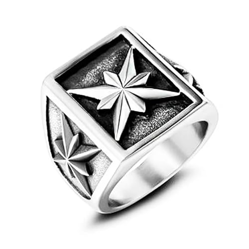 bicup Ring Ringe Damen Bijouterie Herren Vintage Polaris Stern Siegelring Männer Geometrie Biker Ring Männlich Schwerer Kreuzfinger Ring Drop 11 von bicup