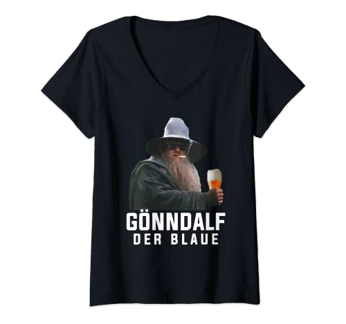 Damen Gönndalf der blaue biertrinker saufen bier beer T-Shirt mit V-Ausschnitt Damen Gönndalf der blaue biertrinker saufen bier beer T-Shirt mit V-Ausschnitt von bier store