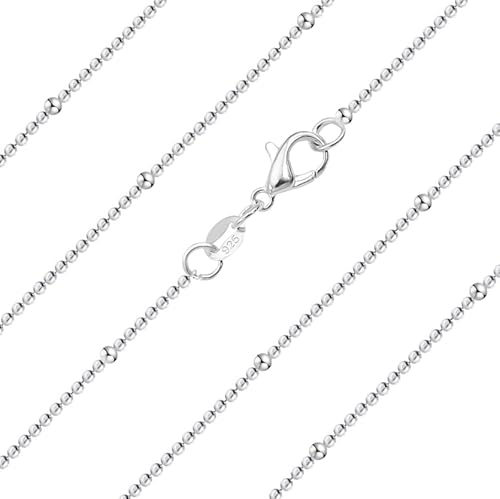 bifriend Delikat S925 Silber 16" 18" 20" 22'' 24" 26'' 28" 30" Zoll 2.0mm dicke italienische Kette Choker Halskette für Mutter Schwester Tochter Geburtstag Weihnachten Schmuck (Perlen - Kette, 50cm) von bifriend